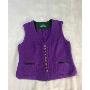 VTG 70s H. Moser Salzburg Purple Boiled Wool Trachten Vest Wool Women 10 Austria